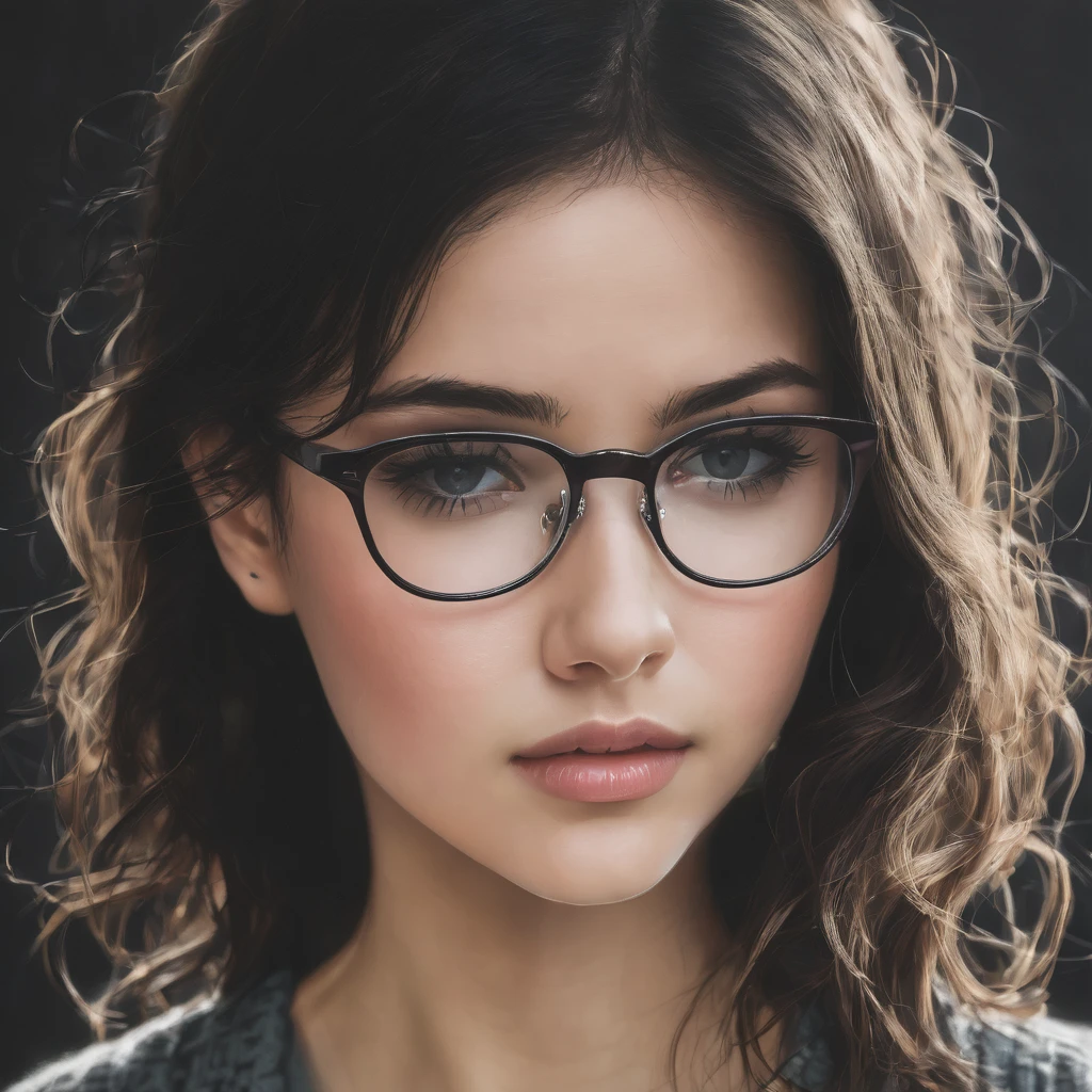 girl with glasses, dark hair