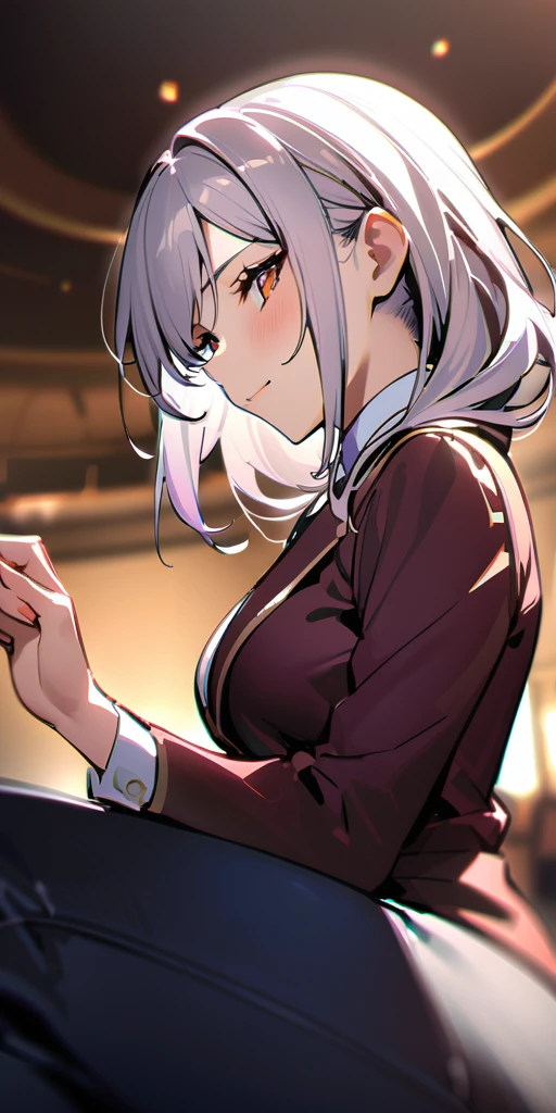 ((Highest quality、、masterpiece:1.3)), Upper Body、Long legs、Sharp focus:1.2, Beautiful woman with perfect figure:1.4、(Smiling:1.2), double eyelid、30-year-old female、Sexy pose、((((Close your mouth、One Woman、ボディコンスーツ、Luxury hotel lounge))))、(((((Hands on the side of the body)))))