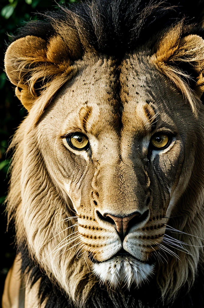 Lion black with t betwen his eyes