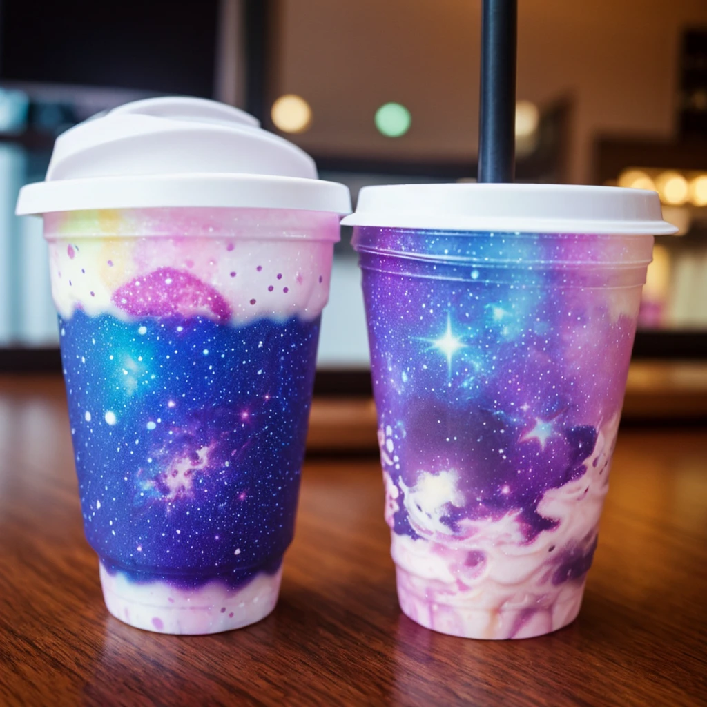 Galaxy with a galaxy axolotl in a boba cup