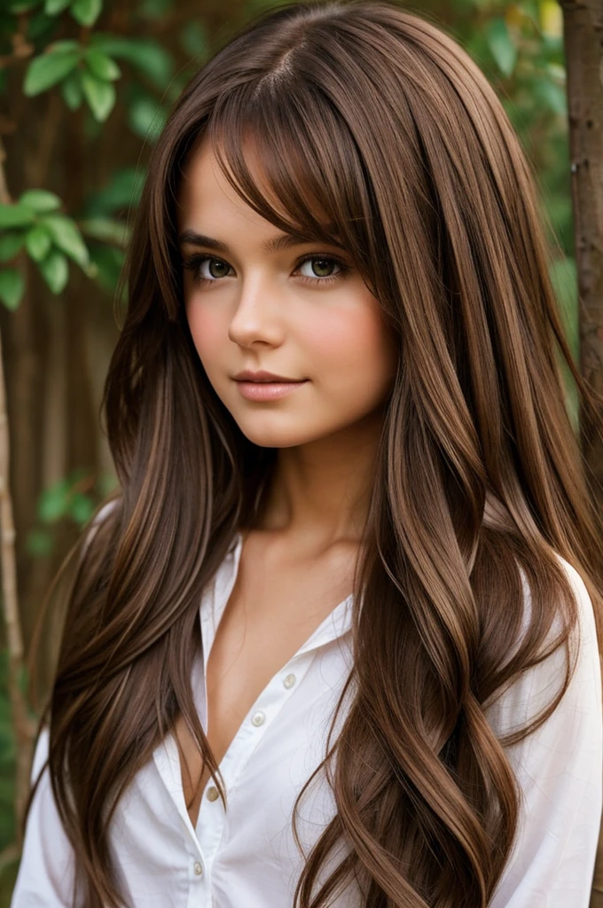 Create an image of a girl with long brown hair.
