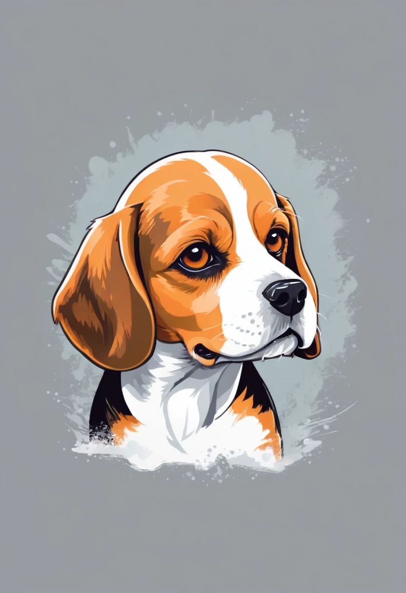 Beagle t-shirt design, text logo: Bichon Frize, flat-colors, white backdrop