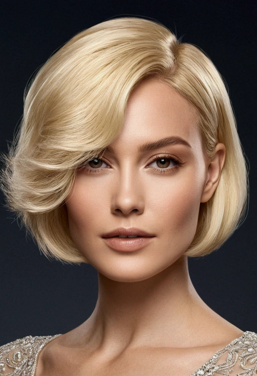 Create a blonde woman with short hair