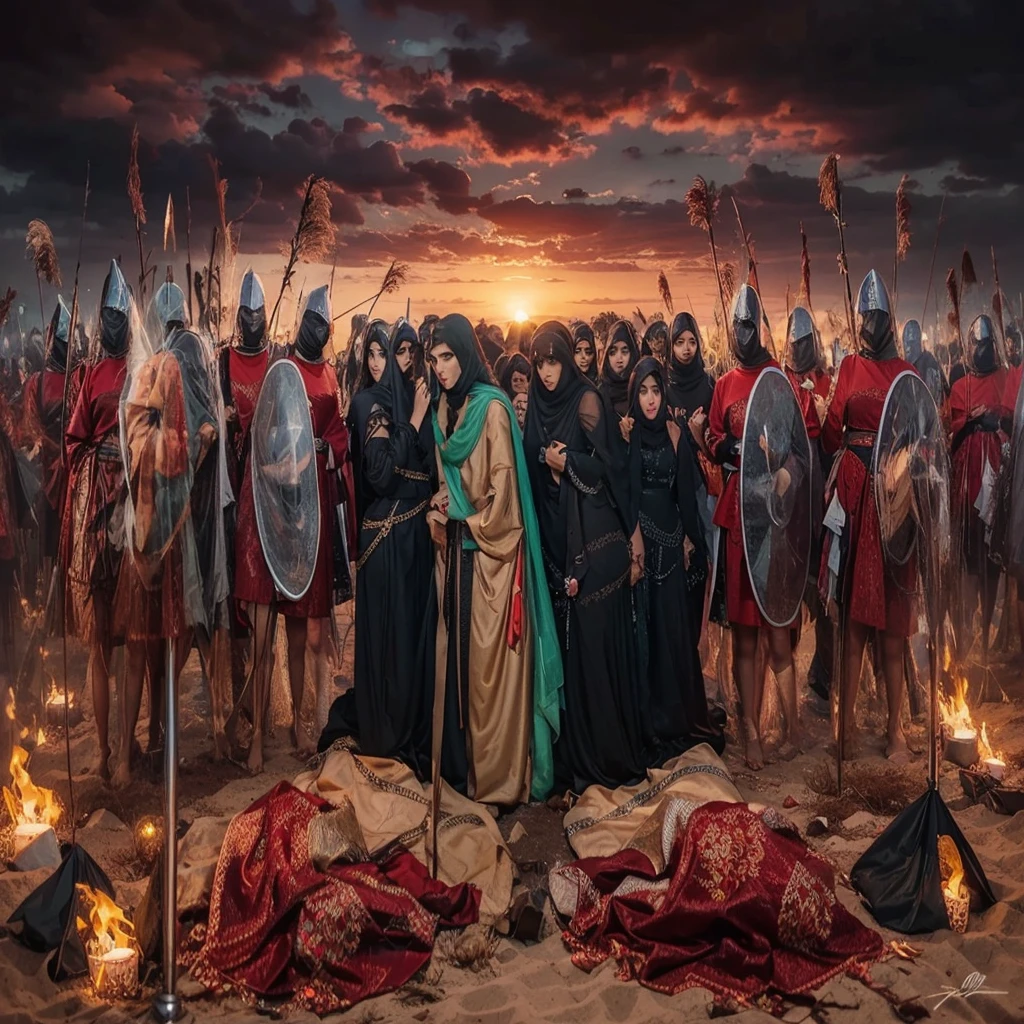 Create a black veil for all the women in the picture so that no woman’s face appears with the same accuracy as the picture