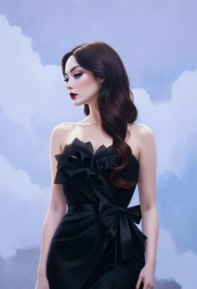 chiaroscuro technique on sensual illustration of an elegant woman, vintage queen, eerie, matte painting, by Hannah Dale, by Harumi Hironaka, extremely soft colors, hint of vibrant, highly detailed, digital artwork, high contrast, dramatic, refined, tonal,