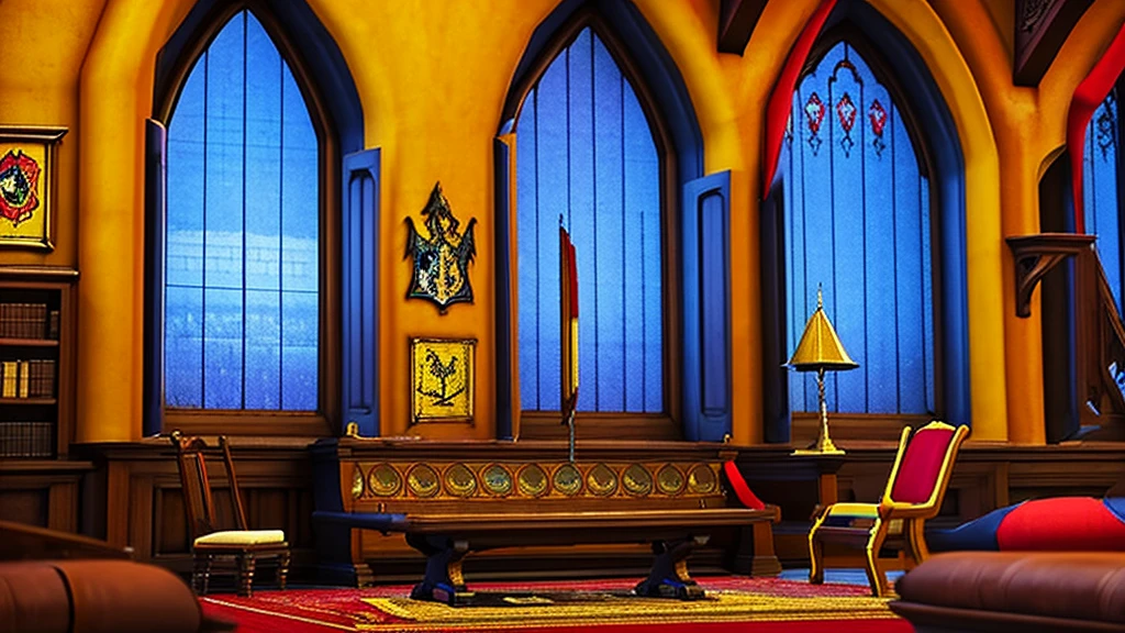 masterpiece,Highest quality,Realistic illustrations,Classic,Fantasy Full HD,Wide々,Arched Windows,navy red carpet,red and yellow silk hangs on the walls,machine,Chair,Book棚,Quill pen,Book,Hermione Jean Granger
« Gryffindor Common Room» «Harry Potter Movie World»