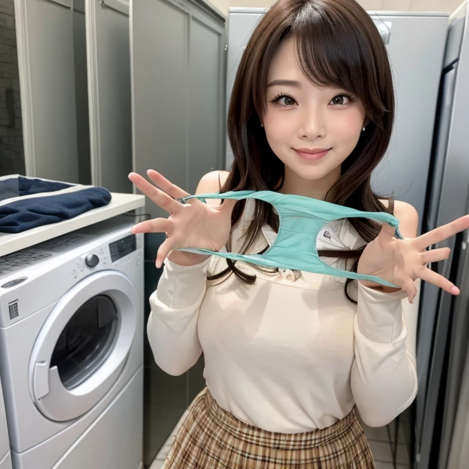 One girl,
Laundry room,washing machine, Laundry basket, a few underwears are in a Laundry basket,
hair,Color Hair Color, Small breasts、break,blush, bow, 赤いbow, Long sleeve, shirt, 襟付きのshirt, skirt, プリーツskirt, 黒いskirt, Small breasts,
{{{Face close-up}}},Upper Body,,Pay attention to the panties,Quality underwear,
Looking down,View your viewers,
Panties as a gift,
Tabletop, Highest quality, , Absurd, Perfect Skin, Detailed skin texture, Ultra-detailed, 8k, Intricate details, Beautifully detailed face,High resolution,
 {{{Shadowed face}}}, to ridicule, {{{Grit your teeth:1.2}}}, Grin, smile, 視聴者をLooking down, masterpiece,Absurd, Beautiful detailed face when viewed from the front,