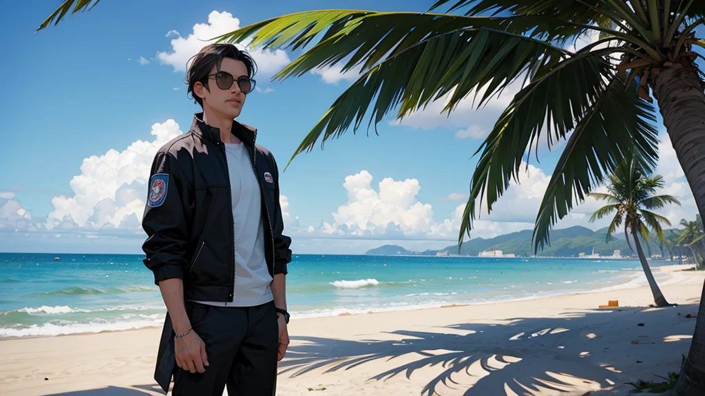 gta background, no character, background only, beach, palm