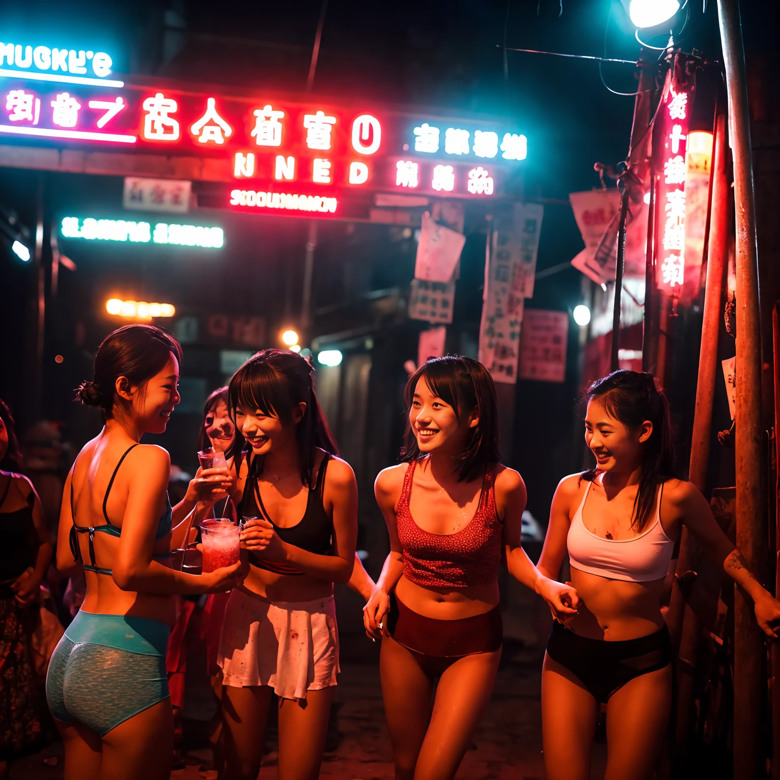 (masterpiece、Highest quality)、(日本のUnsanitary and dim地下街、Night view、Poor Street、girl3People and above、Street lamp、地下へのstage)、(美しいNight view)、(Standing Bar、Showa style、Japan favelas、Old and dirty hot spring town)、(stage)、(middle School girls3People and above、Tank top、Panties、smile、fun)、((Unsanitary and dim))、Shady Red Light District、shaved ice、Sale of drinks、(stage)、smile、Happy schoolchildren、Perfect Anatomy