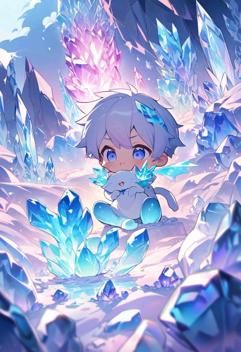Little male cat,boy,There is a tail,cute,Thin,struggle,Everlasting,Crystallization,Blue slime,Feet turned into crystal,Hands turn into crystal,Crystal Spread Feet,Crystal feet,Crystal hands,illumination,freeze,脚被freeze,charming,boy们 ,蓝色Crystal feet,穿着Tight Fit衣,plastic,Full body portrait,smooth,全身Tight Fit衣,Thin,Light blue gel coat,Full body gel coat,outdoor,Naked,Small pants,Tight Fit,No clothes,Crystal calf,crystal thighs,Crystal Torso,Crystal hands臂