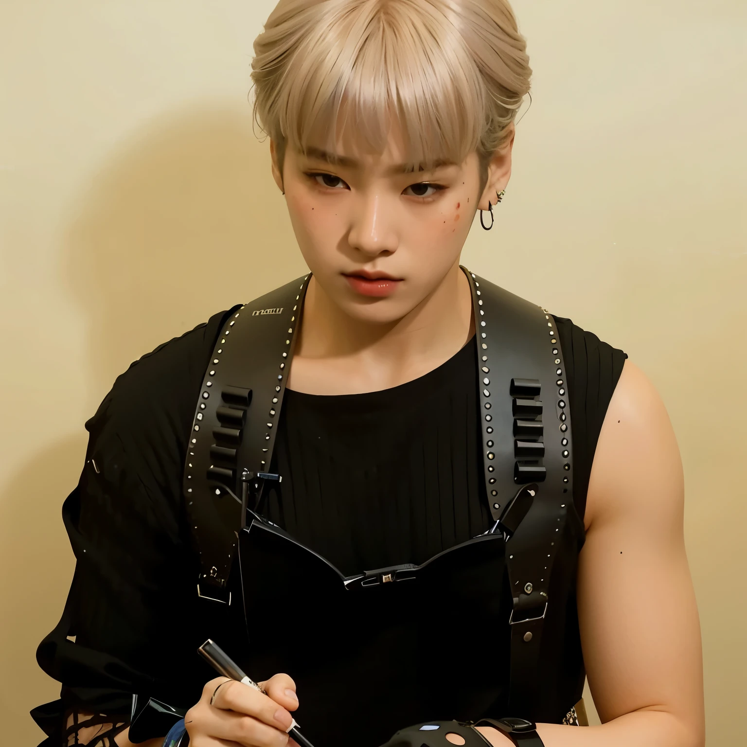 Arafa woman with colored hair sitting at a table, jung jaehyun, adorable and pale korean face, ulzzang inteligente, Kim Doyoung, with short hair, jossi do blackpink, Hong Jun Hyung, Tae June Kim, ulzzang, the hime cut, Jaeyeon Nam, xqc, park jimin, tomboy short platinum hair