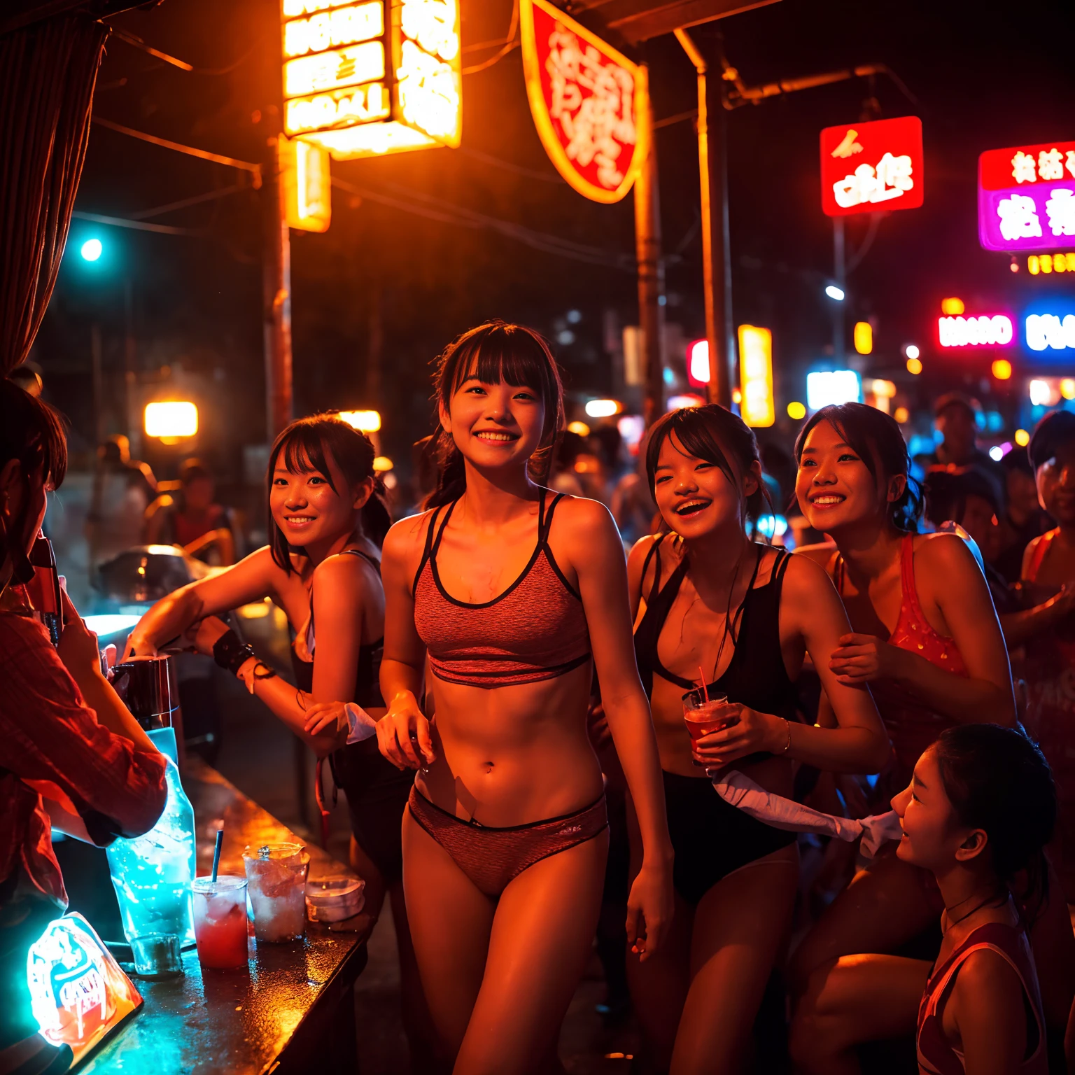 (masterpiece、Highest quality)、(日本のUnsanitary and dim地下街、Night view、Poor Street、girl3People and above、Street lamp、地下へのstage)、(美しいNight view)、(Standing Bar、Showa style、Japan favelas、Old and dirty hot spring town)、(stage)、(middle School girls3People and above、Tank top、Panties、smile、fun)、((Unsanitary and dim))、Shady Red Light District、shaved ice、Sale of drinks、(stage)、smile、Happy schoolchildren、Perfect Anatomy