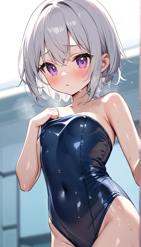 Young white girl naked with shine showing her wet bct with sweaty body