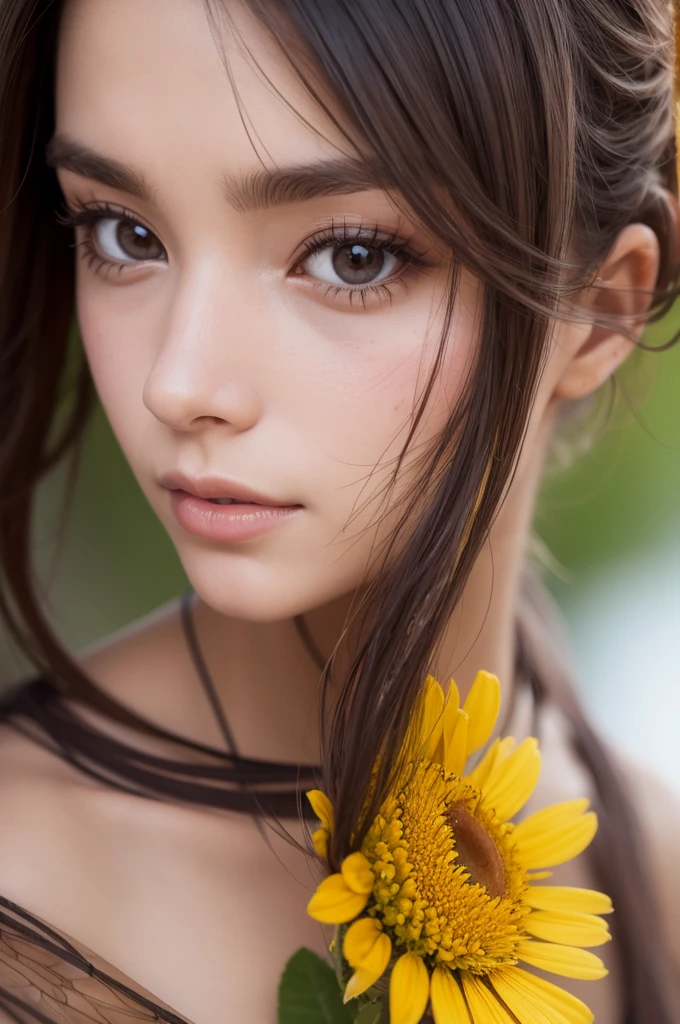 "A close-up of a bee recognizing a human face, with detailed bee features and a human face in the background."