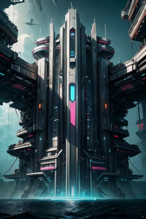 A super advanced cyberpunk island, Technology Island, Cyberpunk Island, Cyber Island, blue ocean surrounding the island, cyberpunk atmosphere,cybernetic island, advanced, scifi, digital art, intricate details, 8k, photorealistic, hyperrealistic, cinematic lighting, dramatic lighting, high quality, intricate details, masterpiece, digital art