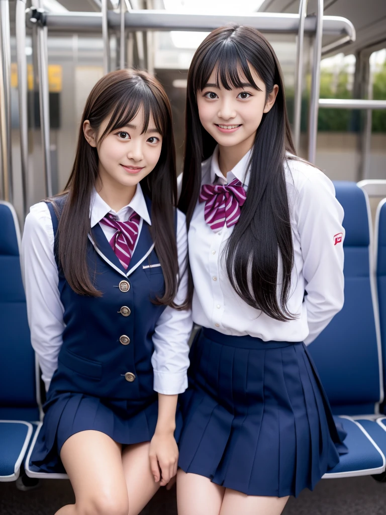 Center View、An Asian woman in a short skirt and bow tie is sitting on a train、Cute school girl、Japanese girls uniform、Wear Japan 、Japanese 、Surreal 、Dressed as a high school girl、Surreal 、Wear a uniform、Realistic school girl、Girl in uniform、Wear a uniform、 Pause、Whole Body Ezbian、Nice skin、Glowing Skin、Nice thighs、Shining thighs、Shining Regaleg , Japanese High School 、Nogizaka Idol、Korean Idol、Thigh Center、Sitting Alone