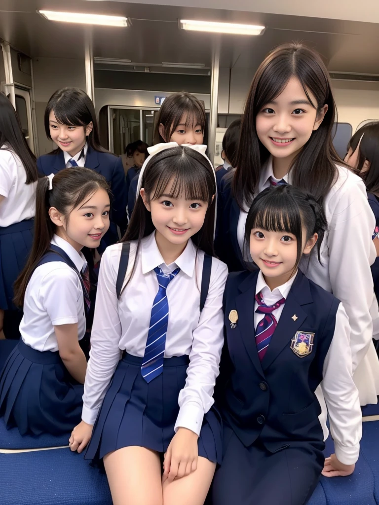 Center View、An Asian woman in a short skirt and bow tie is sitting on a train、Cute school girl、Japanese girls uniform、Wear Japan 、Japanese 、Surreal 、Dressed as a high school girl、Surreal 、Wear a uniform、Realistic school girl、Girl in uniform、Wear a uniform、 Pause、Whole Body Ezbian、Nice skin、Glowing Skin、Nice thighs、Shining thighs、Shining Regaleg , Japanese High School 、Nogizaka Idol、Korean Idol、Tai Gu emphasized、Sitting Alone、crowd