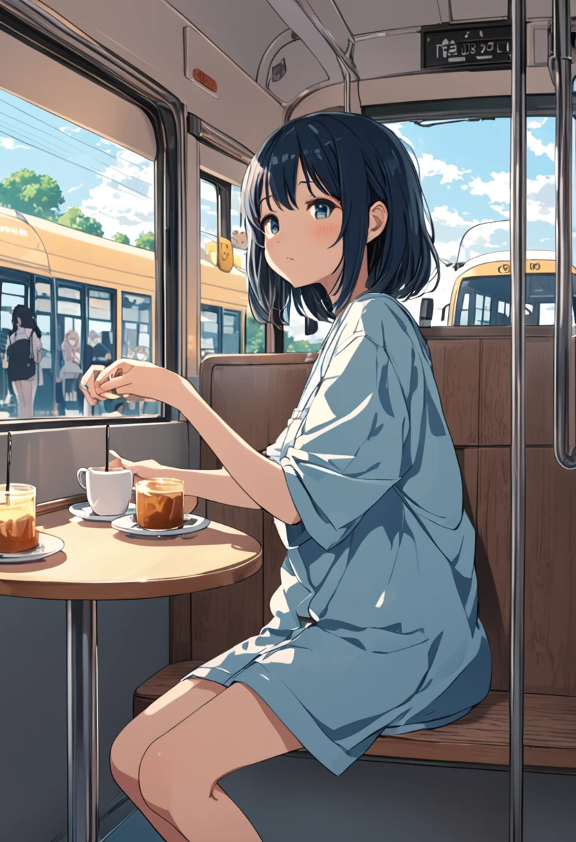 ((anime:1.4,figure)),(masterpiece, Highest quality, Highest quality),(Very detailed, The absolute solution),((16K, High resolution)), (((Cafe next to the bus))), ((anime:1.4,figure)),(masterpiece, Highest quality, Highest quality),(Very detailed, The absolute solution),((16K, High resolution)). break {Lofi Art, Laurie Griesley's style, Makoto Shinkai's Style, anime aesthetic}, break { (Generates images with over 40 million pixels of information with the detailed texture of films shot with Sony SLR cameras。).}