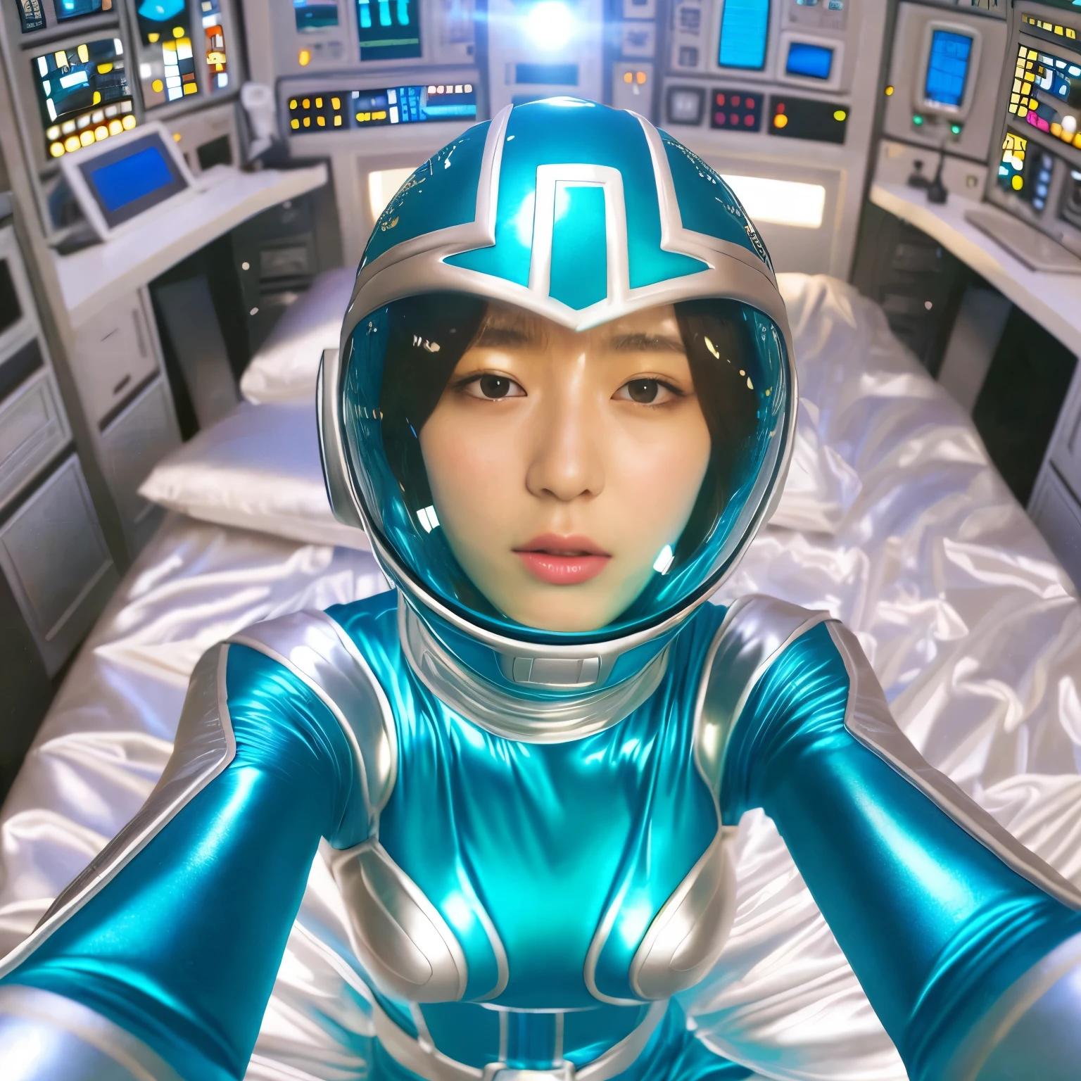 best image quality、Super high resolution、(realism:1.4)、Korean beauty star、The most beautiful KPOP star、horny face、Horny Korean makeup、erotic expression、A body that makes you want to touch it、erotic photos、((Realistic shiny satin fabric texture、High-gloss stretch satin fabric that is smooth and smooth to the touch.、The drape of the curved part of the shiny satin fabric、strong shiny costume、The smooth and beautiful quality and luster of the costumes、A shiny costume made of high-quality satin fabric with high density.、Smooth to the touch oil light liang ultra-class battleship skin coat COS、Super SentaiWomen&HeroineSuit、Texture of costumes that satin fetishists respond to、Thin, glossy stretch satin fabric)),8K photo quality