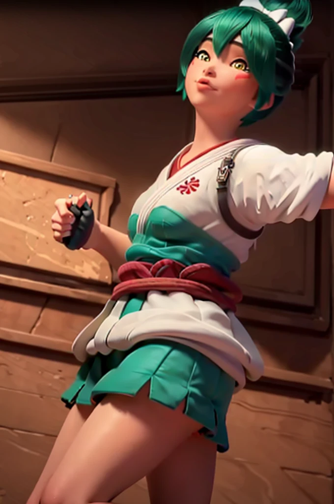 (((Fighting pose))),realistic, realism, photorealism, photo-realistic, high contrast, (photorealistic:1.4), 8k high definition detailed realistic, (best quality, masterpiece:1.2), NSFW, photon mapping, radiosity, physically-based rendering, best quality, highly detailed, 1girl, owkiriko, green hair:0.6, looks at the viewer, red dress, ((glowing eyes)),
