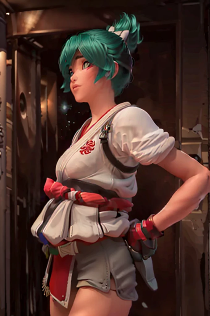 (((Fighting pose))),realistic, realism, photorealism, photo-realistic, high contrast, (photorealistic:1.4), 8k high definition detailed realistic, (best quality, masterpiece:1.2), NSFW,  photon mapping, radiosity, physically-based rendering, best quality, highly detailed, 1girl,  owkiriko, green hair:0.6, looks at the viewer, red dress, ((glowing eyes)),