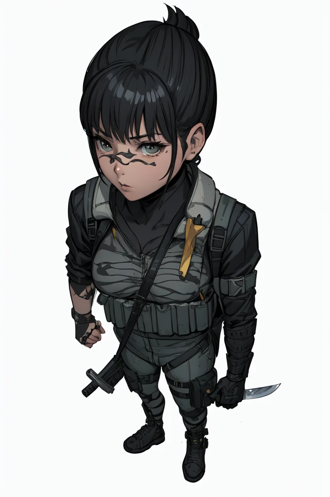 a cartoon drawing of a woman with a knife and a backpack, girl, thicc, cassandra cain, digitally colored, rukis. comic book style, female lead character, an edgy teen assassin, epic comic book style, ( ( character concept art ) ), katana zero video game character, highly detailed exquisite fanart, detailed character art, official character art, character art closeup