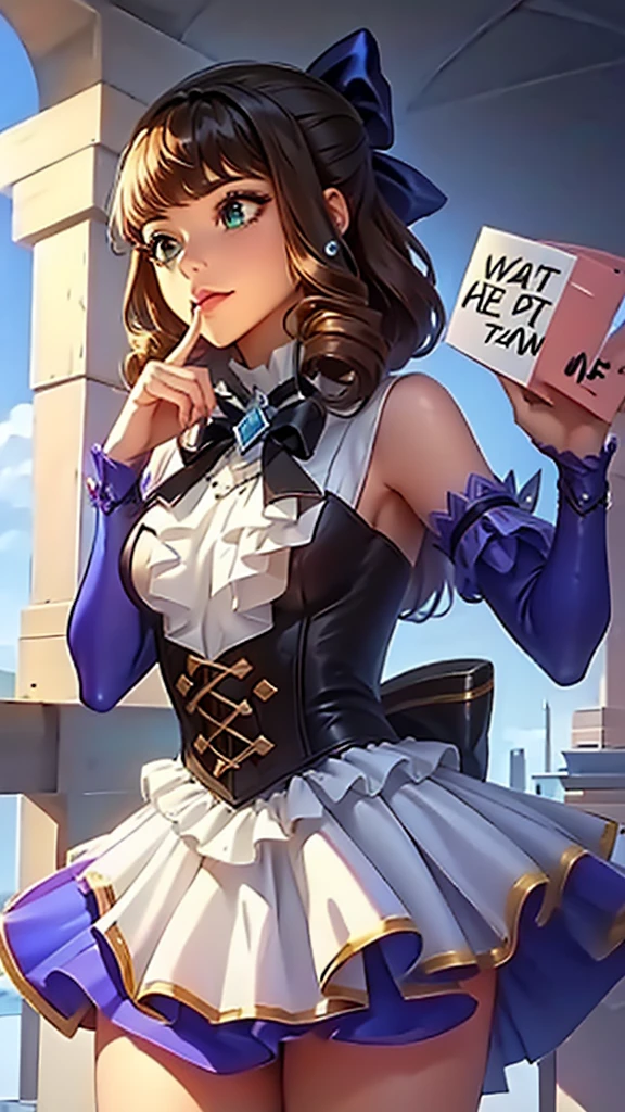 Girl with a sign in her hand that says: I need a diamond