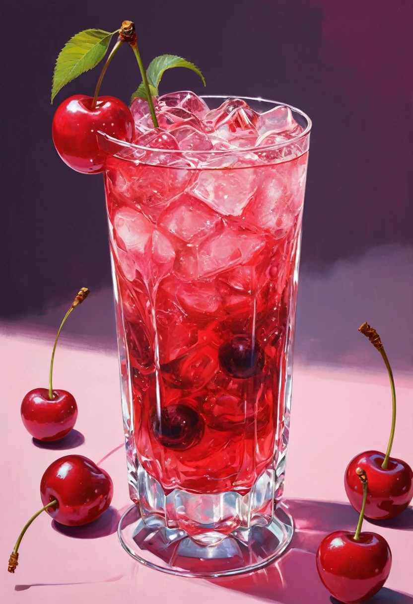 Ghibli Great quality, masterpiece, Highest quality, Super detailed, Super detailed, Ultra-high resolution, Perfect Anatomy, close, 1 cherry drink, Promotional Rendering, Abstract, Modern, Gorgeous, Very detailed