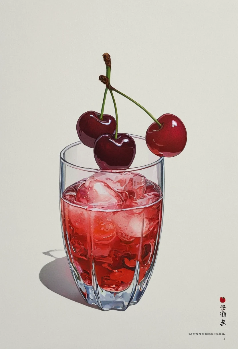 Ghibli　Great quality, masterpiece, Highest quality, Super detailed, Super detailed, Ultra-high resolution, Perfect Anatomy, close, 1 cherry drink, Promotional Rendering, Abstract, Modern, Gorgeous, Very detailed