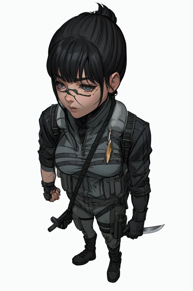 a cartoon drawing of a woman with a knife and a backpack, girl, thicc, cassandra cain, digitally colored, rukis. comic book style, female lead character, an edgy teen assassin, epic comic book style, ( ( character concept art ) ), katana zero video game character, highly detailed exquisite fanart, detailed character art, official character art, character art closeup