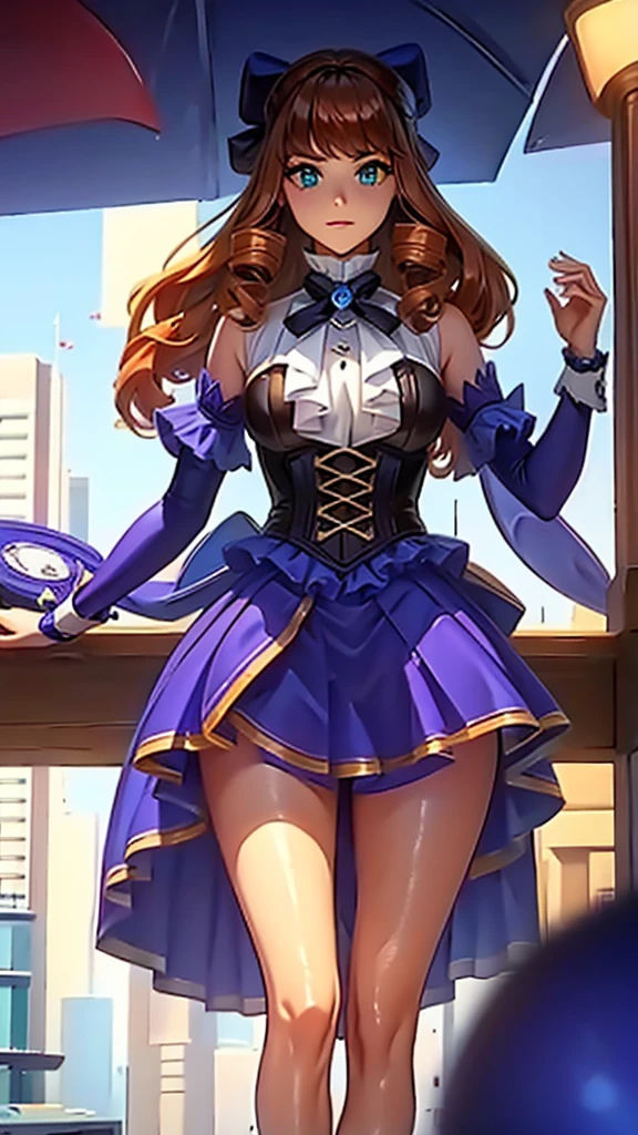 (masterpiece), (highest quality), (figure), (Very detailed), (High resolution), (8k), One Woman, Big Breasts, Brunette color hair, Double up braid, Long Hair, Long Hairと短い髪, Very cute girl, , delicate, she, Charming smile, Green Eyes, Bright Eyes, Vivid eyes, cute, Thighs, Waistline, cute顔, delicateな腕, Beautiful Eyes, Looking up, venue, night, Laughing with your mouth open, ((Bunny girl)), ((Leather thigh-high boots)), (garter belt), (Fake rabbit ears head dress),