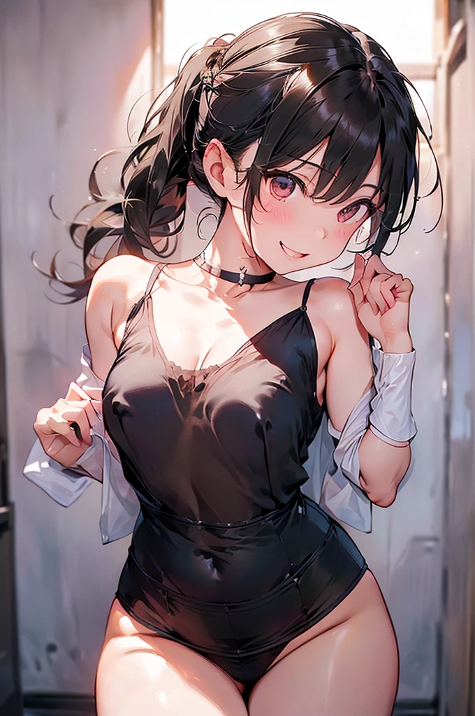 (small breasts:1.2), (perky chest:1.2), (pointed chest:1.2), (Pudding cake magazine cover:1.3),(from below:1.0),(shoot from the side:1.1),masterpiece, 1girl, Amazing Cleavage:1.1, thin waist, optimum,tmasterpiece,hight resolution,best qualtiy,hyper HD,super detailing,awardwinning,a 18yo cute girl,(The upper part of the body),anatomy correct,Beautiful Black miniskirt,garters,Gaze,Small face,bangss,holster,Beautuful Women,hands up,leg holster,Gaze,black boots,Cowboy Shot,cute face,a blond,Longhaire,Twin-tailed,Braids, Hairline,（scarlet eyes）,long eyelasher,Hanging eye corners,White skin of the, ((see through camisole:1.1)), ((Sheer nipples:1.0)),Rocket Tits,(Slim body),smile,seductive weak smiling,(with sparkling eyes and a contagious smile),little open mouth, Looking at Viewer,
