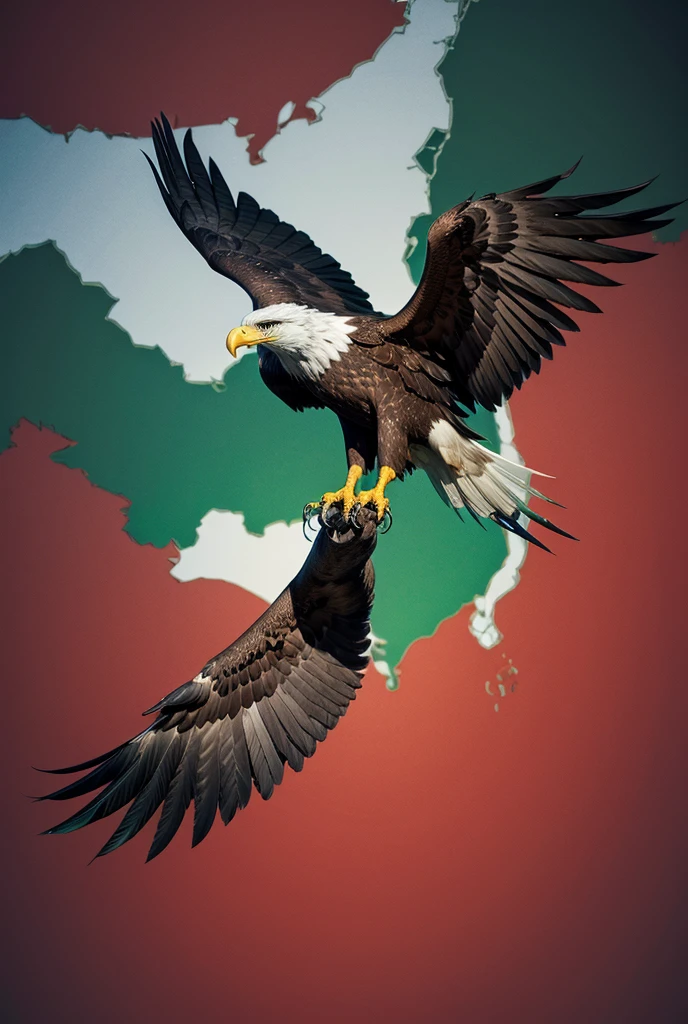 Create a state with an eagle with red and green colors