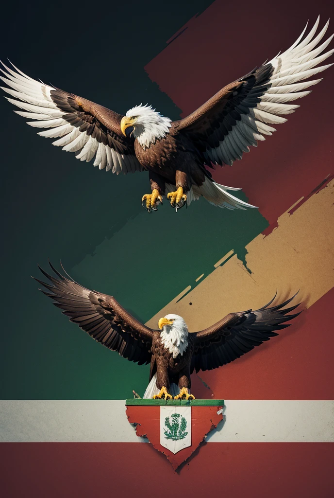 Create a state with an eagle with red and green colors