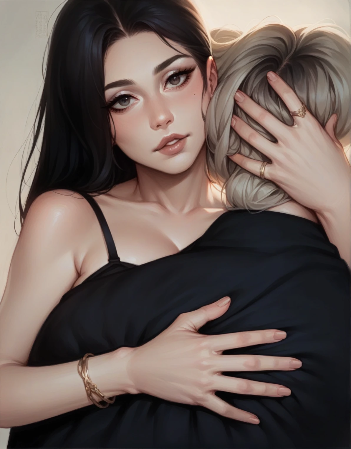 beautiful woman, Beautiful woman, female beauty, beautiful hands, silky and beautiful hair, HD quality, digital art