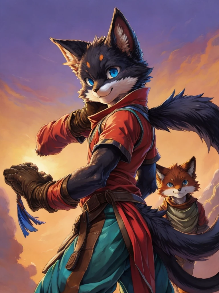 (masterpiece), (best quality),man ((anthro)),(cat boy),1boy,solo,(sharp focus),((look at viewer)),black cat,young,(Thief outfit),perfect eyes, dr comet,pochincoff,Pixelsketcher, (mayosplash), (wamudrawasterpiece),cutesexyrobutts,hioshiru,kingbang,ltfoxvixen,shiny skin,detailed black fur,old school fantasy art,((simple background:1.0)),smile