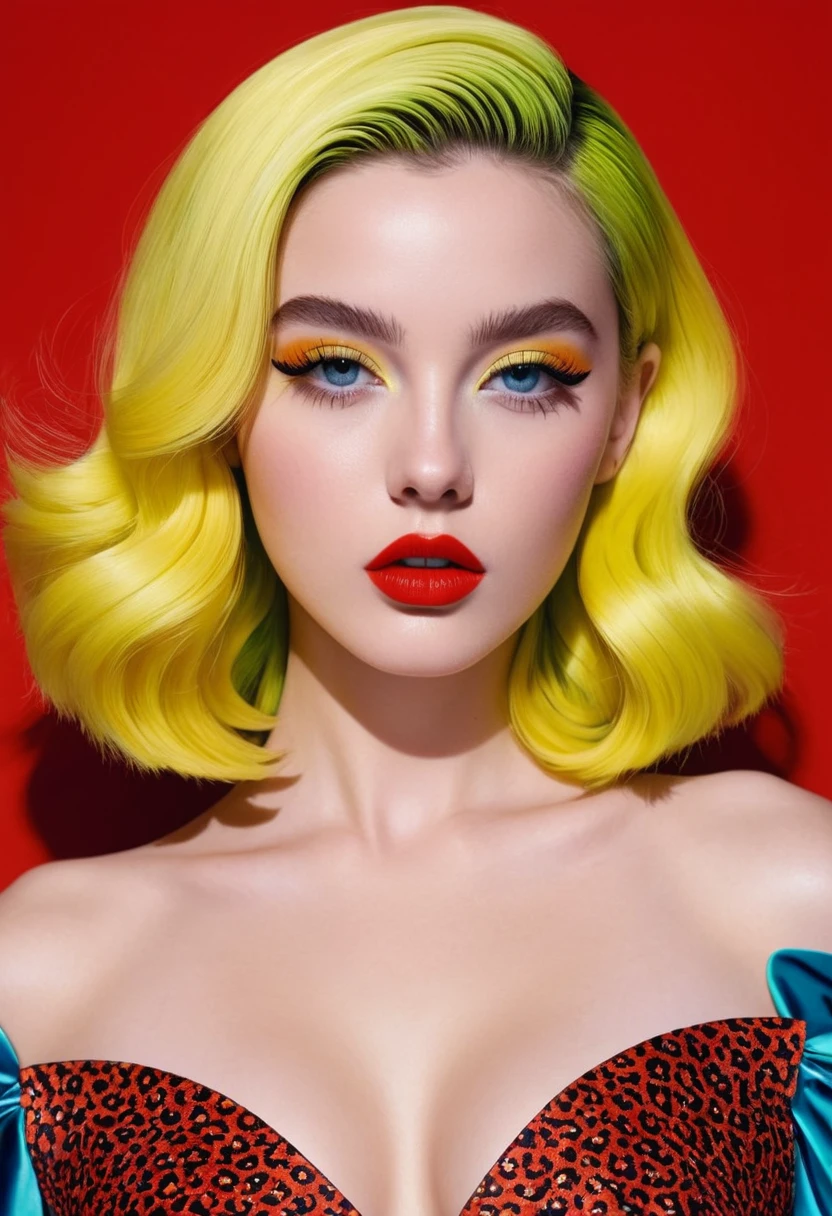 detailed portrait Photo of a beautiful 20yo woman who is an instgram influencer, detailed rich background by Miles Aldridge