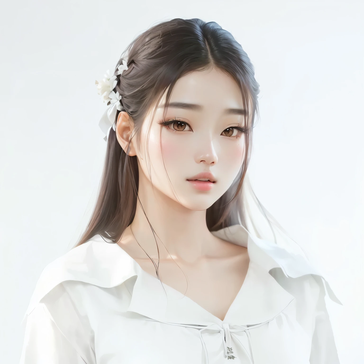 a close-up of a woman with long hair and a white shirt, bae suzy, Jaeyeon Nam, Jinyoung Shin, Lee Ji-eun, Lee Ji-eun, heonhwa choe, linda mulher sul-KOREAN, Linda jovem KOREAN, Korean female actress, young lovely korean face, linda atriz KOREAN, Linda jovem KOREAN, KOREAN, sha xi