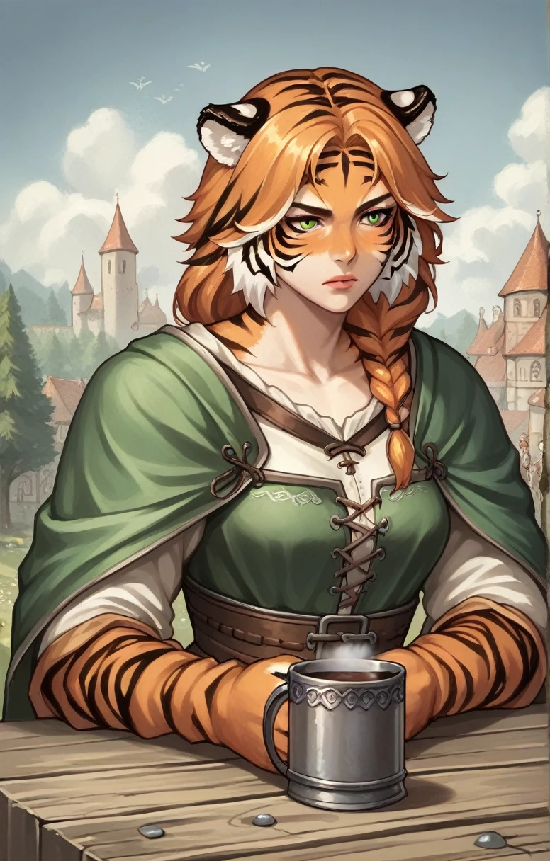 score_9, score_8_superior, score_7_superior, score_6_superior, score_5_superior, score_4_superior, Break Source_anime, One girl, alone,((Tiger Girl,A Cup,Medieval,Fantasy,Archer,)),Women's furry mini cute style,No background,humanoid cheetah,Light Armor,