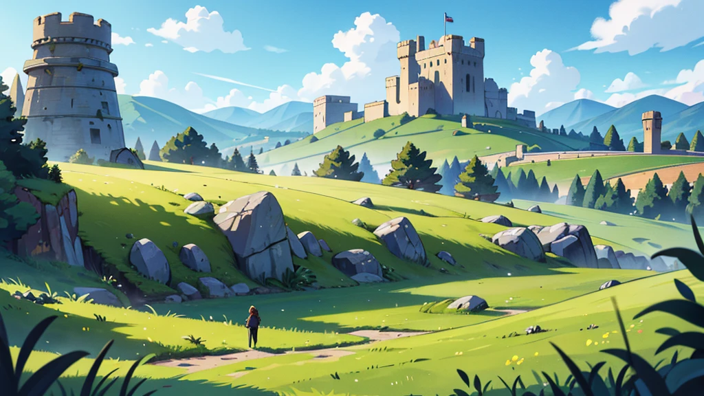 4k ultra hd landscape yellow grass large very tall stone walls fortress