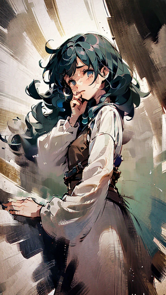 A beautiful woman with curly hair lies on the battlefield, crying with her hand held by someone else, fantasy medieval, half body.
