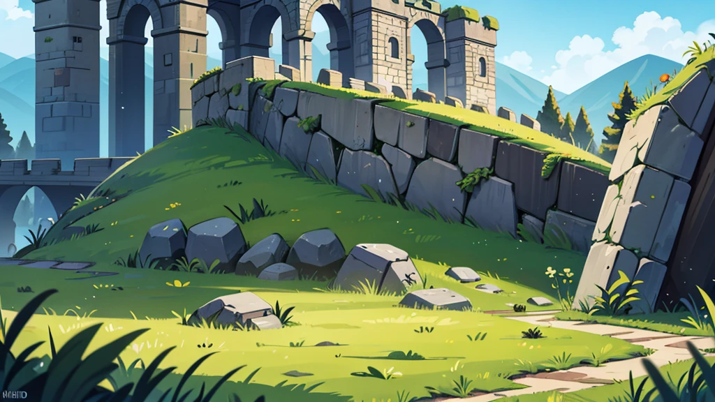 4k ultra hd landscape yellow grass large very tall stone walls fortress 