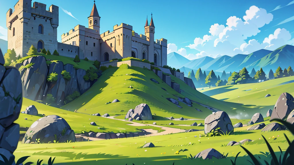 4k ultra hd landscape yellow grass large very tall stone walls fortress 