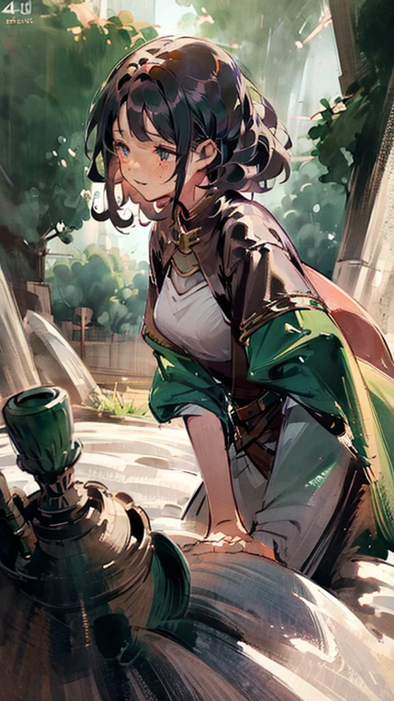 A beautiful woman with curly hair lies on the battlefield, crying with her hand held by someone else, fantasy medieval, half body. ((Ultra Hd)), ((4K)), ((Detailed)), ((illustration of novel))