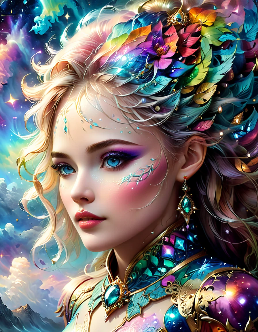 (best quality, ultra-detailed, realistic:1.37), captivating surrealism, mesmerizing female fantasy face, vibrant colors, ethereal atmosphere, intricate details, dream-like composition, otherworldly elements, seamless blend of reality and imagination, mind-bending visual experience, artistic masterpiece.
