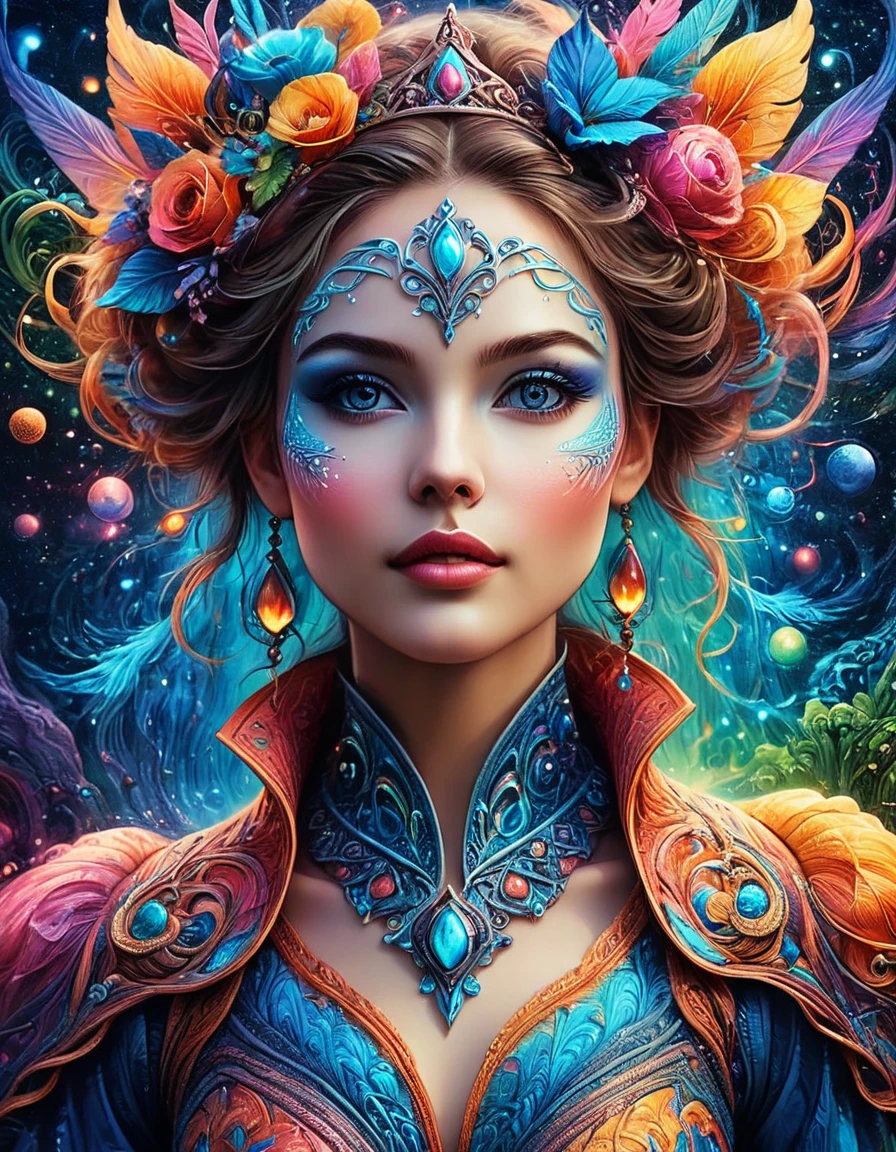 (best quality, ultra-detailed, realistic:1.37), captivating surrealism, mesmerizing female fantasy face, vibrant colors, ethereal atmosphere, intricate details, dream-like composition, otherworldly elements, seamless blend of reality and imagination, mind-bending visual experience, artistic masterpiece.