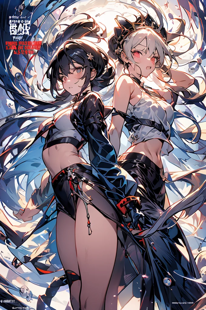 (small breasts:1.2), (perky chest:1.2), (pointed chest:1.2), (Pudding cake magazine cover:1.3),(from below:1.0),(shoot from the side:1.1),masterpiece, 1girl, Amazing Cleavage:1.1, thin waist, optimum,tmasterpiece,hight resolution,best qualtiy,hyper HD,super detailing,awardwinning,a 18yo cute girl,(The upper part of the body),anatomy correct,Beautiful Black miniskirt,garters,Gaze,Small face,bangss,holster,Beautuful Women,hands up,leg holster,Gaze,black boots,Cowboy Shot,cute face,a blond,Longhaire,Twin-tailed,Braids, Hairline,(scarlet eyes),long eyelasher,Hanging eye corners,White skin of the, ((see through camisole:1.1)), ((Sheer nipples:1.0)),Rocket Tits,(Slim body),smile,seductive weak smiling,(with sparkling eyes and a contagious smile),little open mouth, Looking at Viewer,