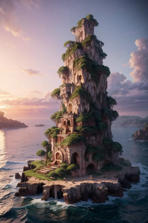 Trasure Island, whole island made out of treasure and chests , digital art, intricate details, 8k, photorealistic, hyperrealistic, cinematic lighting, dramatic lighting, high quality, intricate details, masterpiece, digital art 