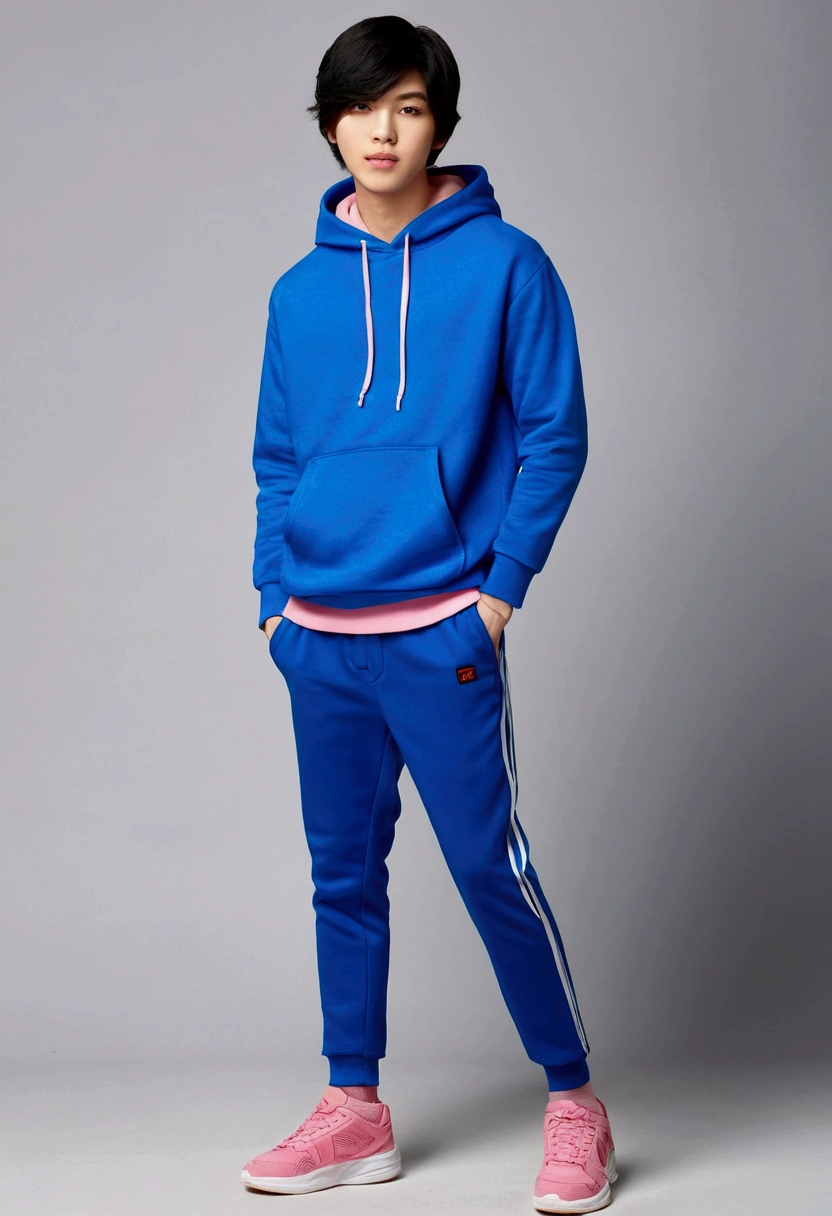 best quality, intricate details, 1 malay girl in hijab, blue eyes, sharp eyes, blue highlights, sharp teeth, blue hoodie, shark teeth design, bare legs, gawr gura, shark girl, shark tail, shark print, blue hoodie, sharp teeth, animal hood, shark hijab ornament,