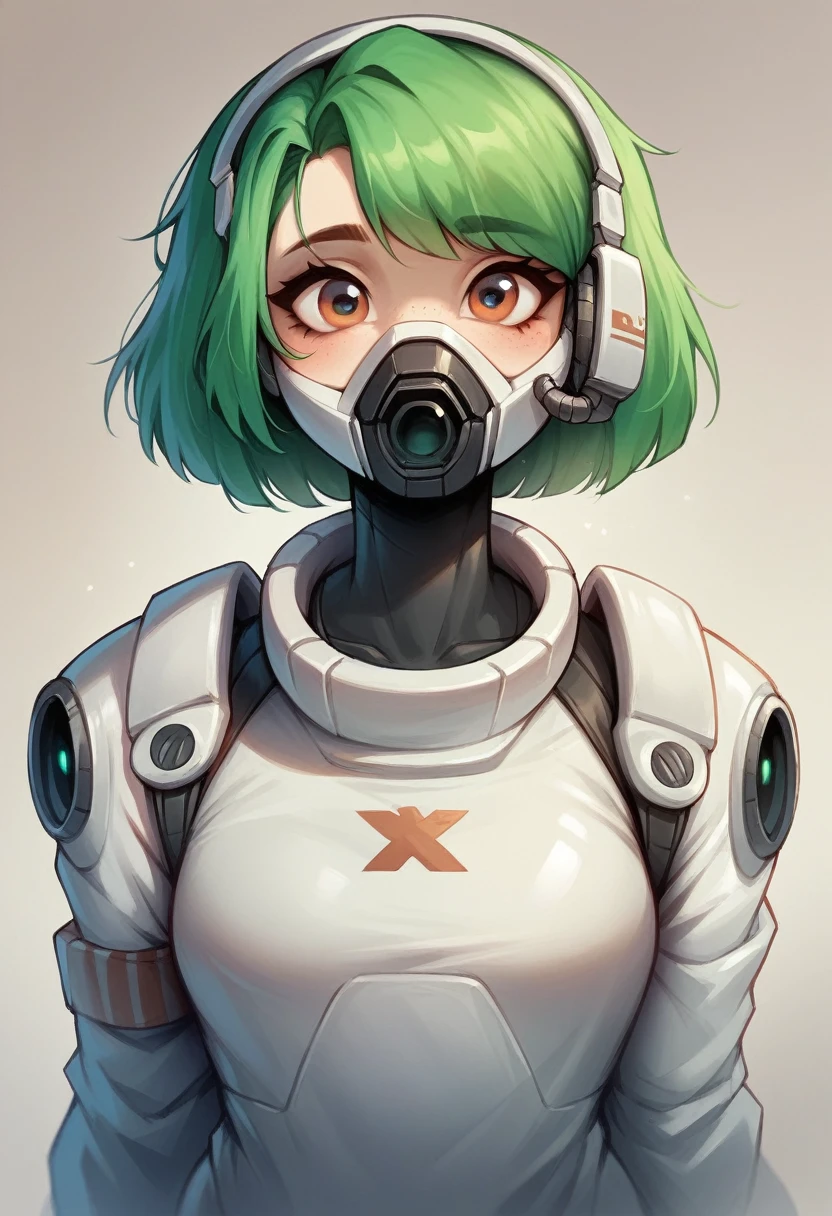 ((best qualityer)), ((work of art)), (detailded), with green hair:1.2), HD, .1), 8K resolution/cpm futuristic and sexy astronaut outfit, in png format full and cute body , 